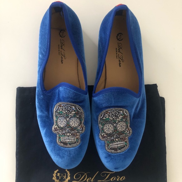 Del Toro - Dia de los muertos- Slip Ons - Blue - Picture 1 of 3